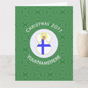 Personalisierte finnische Engel-Weihnachtsflaggen Karte