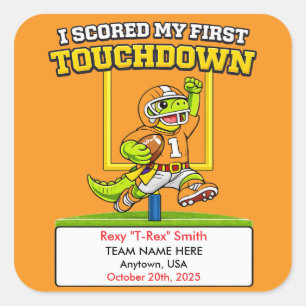 Personalisierte First Touchdown Flag Football Ausz Quadratischer Aufkleber