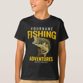 Personalisierte Fischabenteuer Bassfisch Angeln T-Shirt