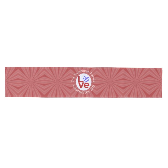 Personalisierte Flagge der griechischen Roten LIEB Mittelgroßer Tischläufer (Horizontal)
