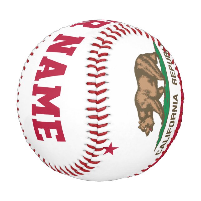 Personalisierte Flagge der Republik Kalifornien Baseball (Schrägansicht)