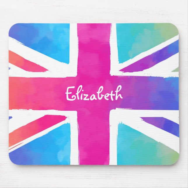 Personalisierte Flagge der Union mit leuchtenden W Mousepad (Vorne)