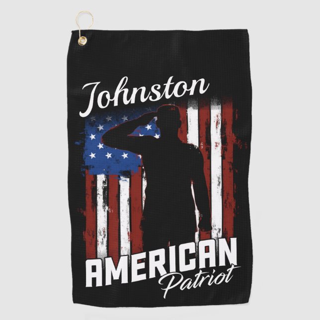Personalisierte Flagge des amerikanischen Patriot  Golfhandtuch (Vorderseite)