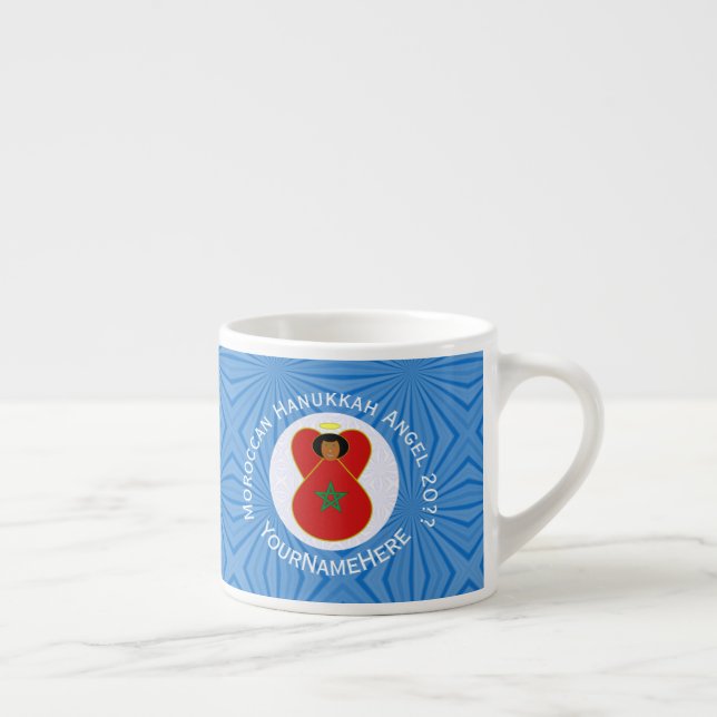 Personalisierte Flagge des marokkanischen Hanukkah Espressotasse (Rechts)