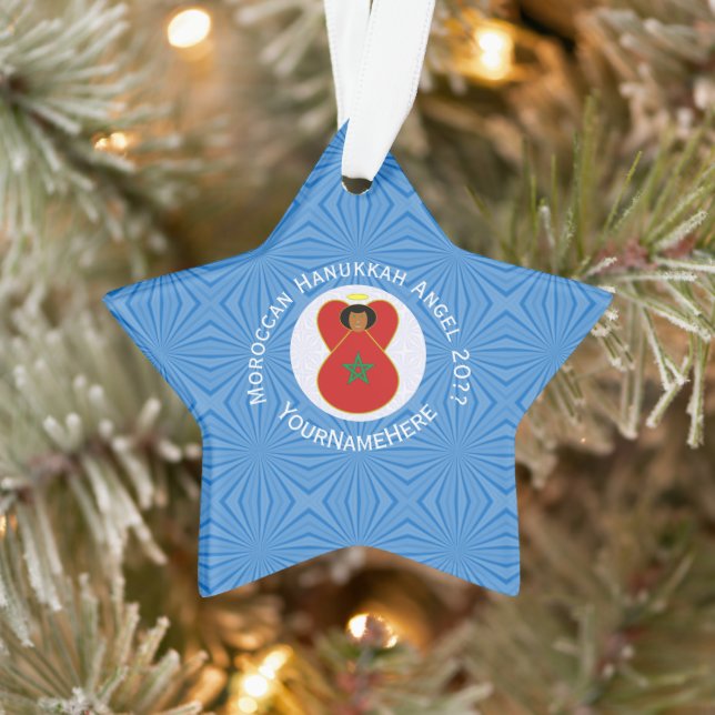 Personalisierte Flagge des marokkanischen Hanukkah Ornament (Baum)