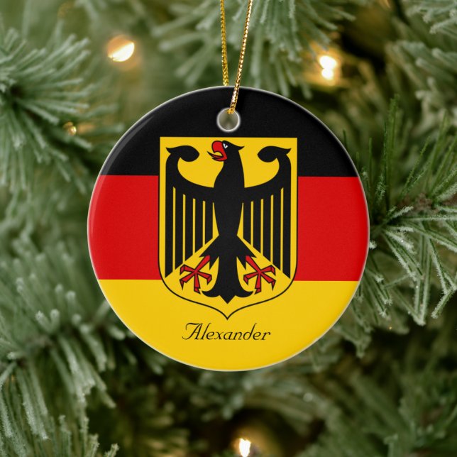 Personalisierte Flagge Deutschlands mit Wappen Keramik Ornament (Baum)