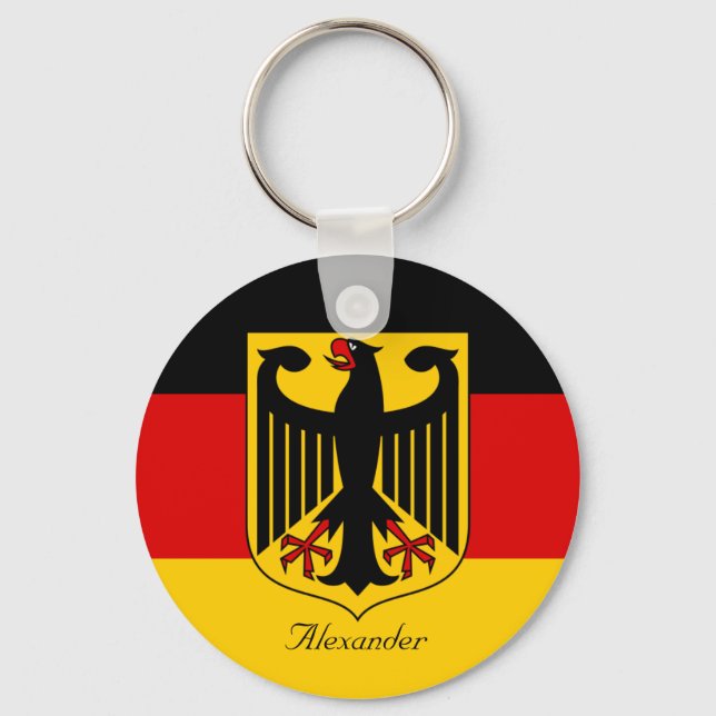 Personalisierte Flagge Deutschlands mit Wappen Schlüsselanhänger (Vorderseite)