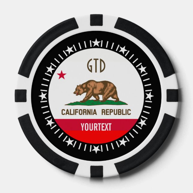 Personalisierte Flagge für Ihren kalifornischen Te Pokerchips (Vorderseite)