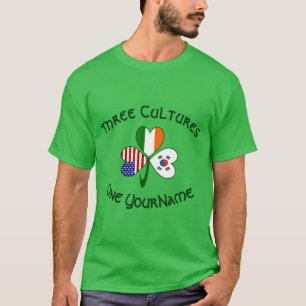 Personalisierte Flagge Südkorea Irland USA Shamroc T-Shirt