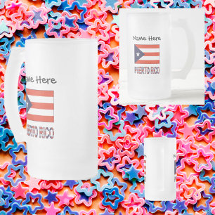 Personalisierte Flagge von Puerto Rico und Puerto  Mattglas Bierglas