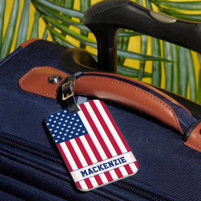 Personalisierte Flaggen-US Flagge der USA Gepäckanhänger (Vorderseite Insitu 1)