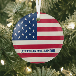 Personalisierte Flaggen-US Flagge der USA Ornament Aus Glas