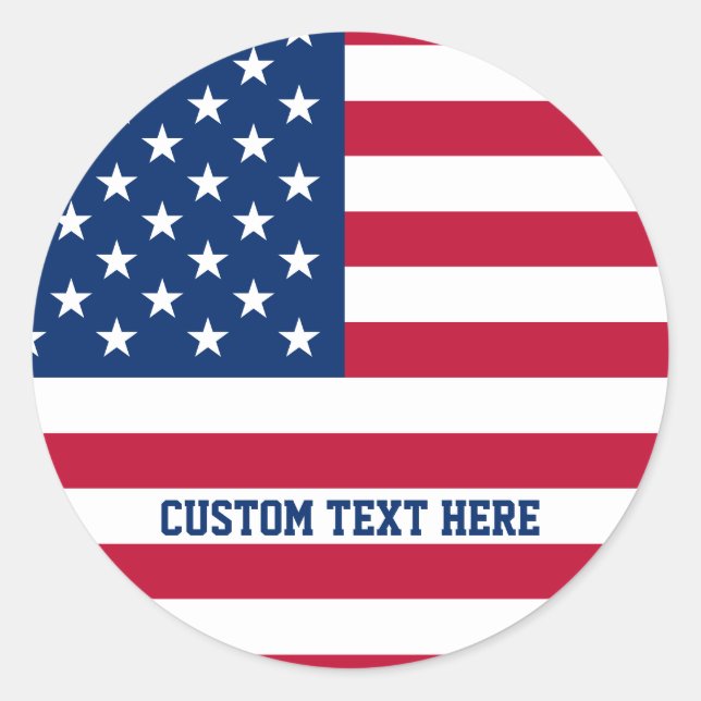 Personalisierte Flaggen-US Flagge der USA Runder Aufkleber (Vorderseite)