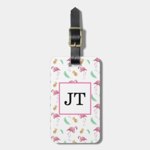 Personalisierte Flamingo & Ananas Gepäckmarke Gepäckanhänger