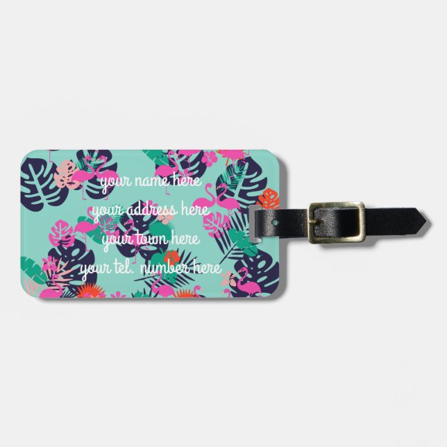 Personalisierte Flamingo-Gepäckmarke Gepäckanhänger (Vorderseite horizontal)