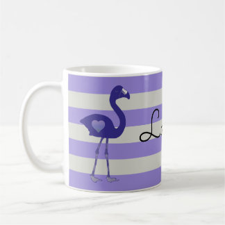 Personalisierte Flamingo Hearts Tasse (Lila-Lila)