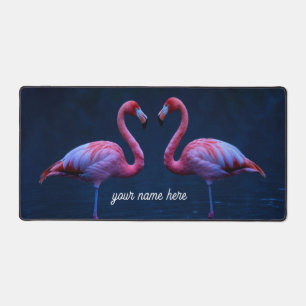 Personalisierte Flamingo-Paar-Schreibtischunterlag Schreibtischunterlage