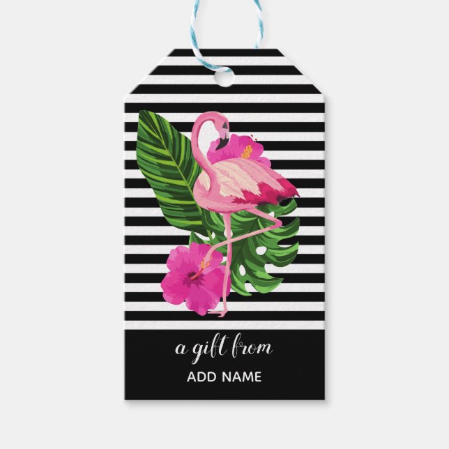 Personalisierte Flamingo Striping-Geschenkmarke Geschenkanhänger (Vorderseite)