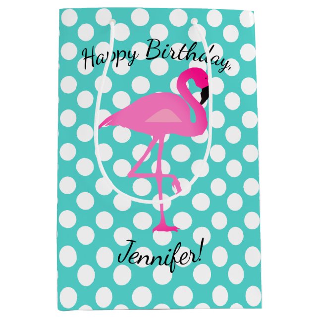 Personalisierte Flamingo-und Mittlere Geschenktüte (Vorderseite)