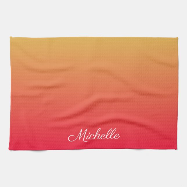 Personalisierte Flamme und gelbe Ober Geschirrtuch (Horizontal)