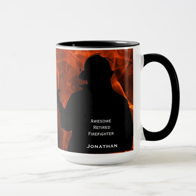 Personalisierte Flammen Feuerwehrruhestand Tasse (Rechts)