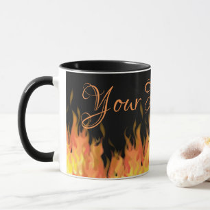 Personalisierte Flammen Schwarz und Orange Tasse