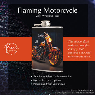 Personalisierte Flammende Motorrad Folienverkleidu Flachmann