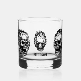 Personalisierte Flammende Schädel Whiskyglas