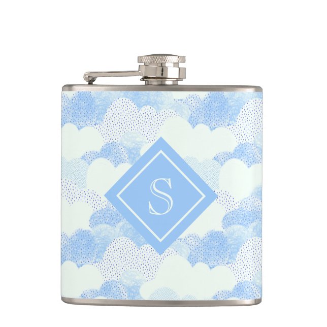 Personalisierte Flas mit modernen blauen Regenwolk Flachmann (Vorderseite)