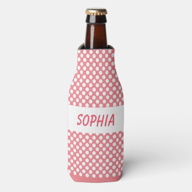 Personalisierte Flasche Cooler Polka Dockt Ihre Fa Flaschenkühler (Flaschenvorderseite)