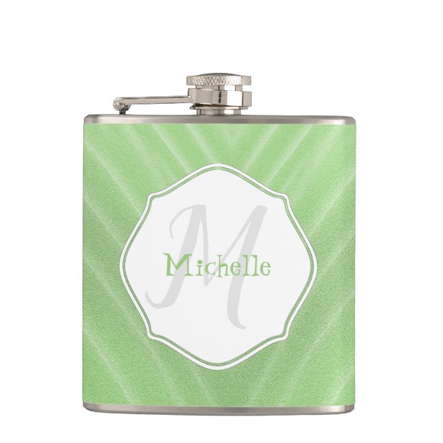 Personalisierte Flasche mit grünem Sand Flachmann (Vorderseite)