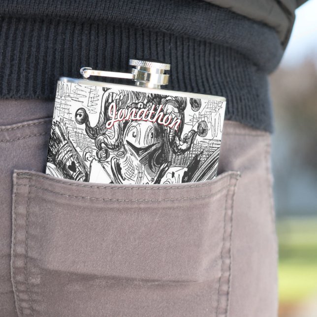 Personalisierte Flasche Respekt vor dem Ritter Flachmann (Beispiel)