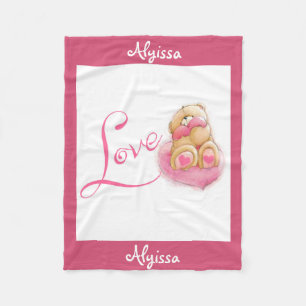 Personalisierte Fleece Blanket/Bär und Herz