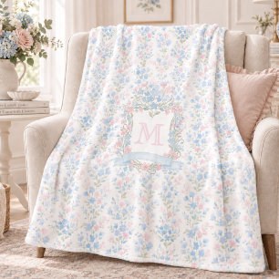 Personalisierte Fleece-Decke mit floralem Monogram Fleecedecke