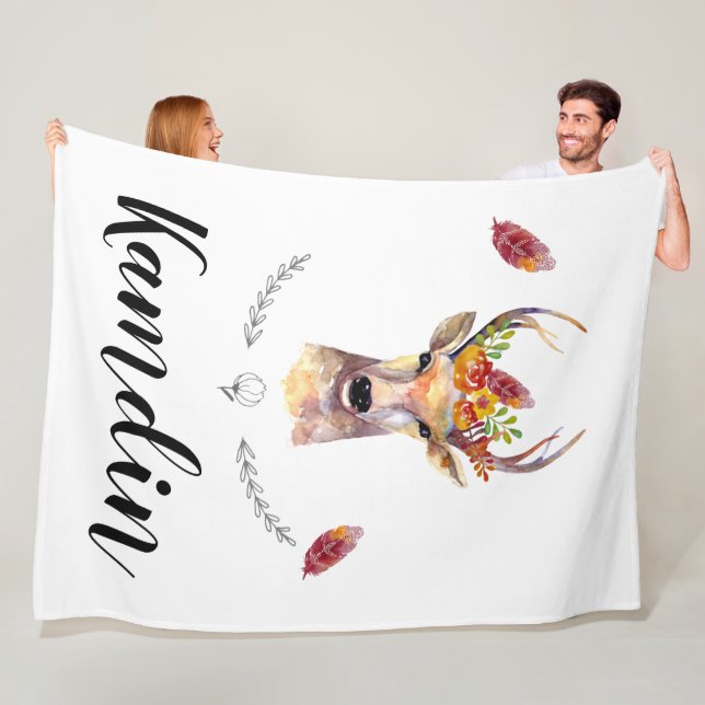 Personalisierte Fleece Throw boho Hirsche Buck Hea (Beispiel)
