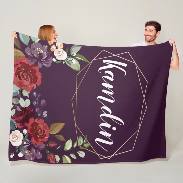 Personalisierte Fleece Throw Plum Lila Rose Gold G (Beispiel)