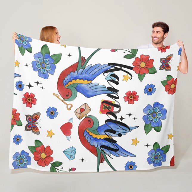 Personalisierte Fleece Throw Traditionelle Vogelat (Beispiel)