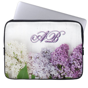Personalisierte Flieder-Laptop-Hülle Monogramm 1 Laptopschutzhülle