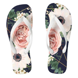 Personalisierte Flipflop Sandals Geometric Navy Bl