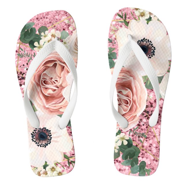 Personalisierte Flipflop Sandals Geometrische Rose (Fußbett)