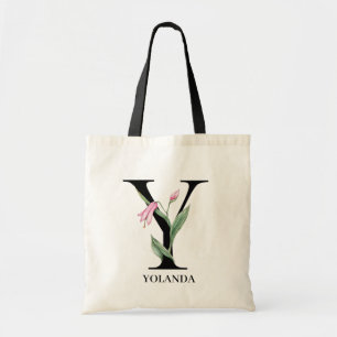 Personalisierte Floral Alphabet Y Monogram Tote Ba Tragetasche