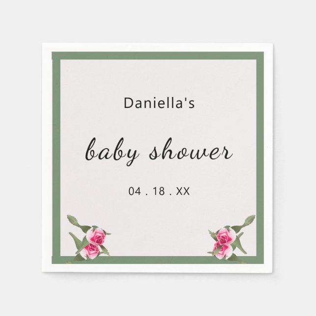 Personalisierte Floral Spray Babydusche Serviette (Vorderseite)