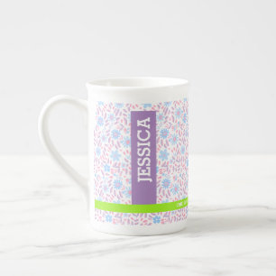 Personalisierte florale Bezeichnung und Monogramm Prozellantasse
