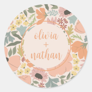 Personalisierte Florale Brautparty Runder Aufkleber