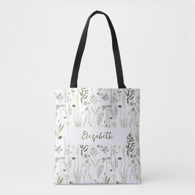 Personalisierte florale Bridesmaid Totbeutel Tasche (Vorderseite)