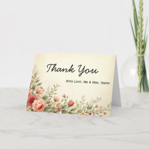 Personalisierte Florale Chic Stilvolle Schriftart Dankeskarte