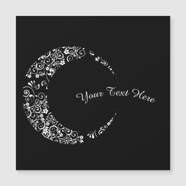 Personalisierte florale Crescent Moon Magnetkarte (Vorderseite)
