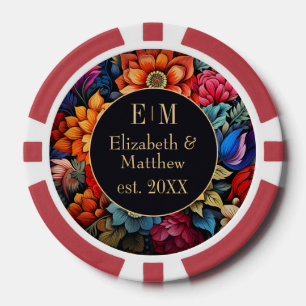 Personalisierte Florale Fiesta Kasino-Abend-Hochze Pokerchips