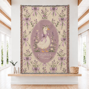 Personalisierte florale Gans Baby-Webdecke  Decke