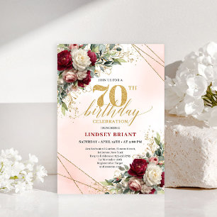 Personalisierte florale goldene Einladungskarte zu
